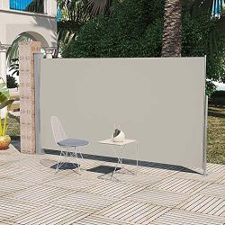 vidaXL Retractable Side Awning Folding Screen Patio Garden Outdoor Privacy Divider with Steel Su ...