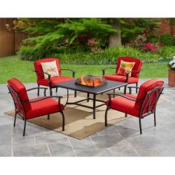 Mainstays Belden Park 5-Piece Fire Pit Set, Red