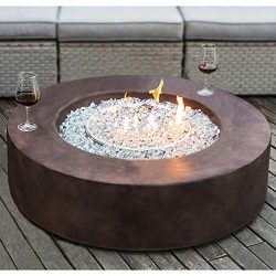 COSIEST Outdoor Propane Fire Pit Coffee Table w Dark Bronze 42-inch Round Base Patio Heater, 50, ...