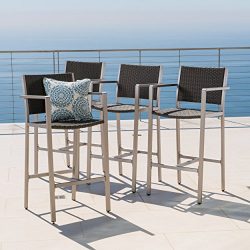 Capral Outdoor Grey Wicker Barstools (Set of 4)