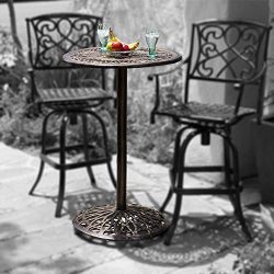 Paris Cast Aluminum Outdoor Bar Height Bistro Table (chairs are not included)