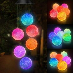 Topspeeder Color Changing Solar Power Wind Chime Spiral Spinner Crystal Ball Wind Mobile Portabl ...