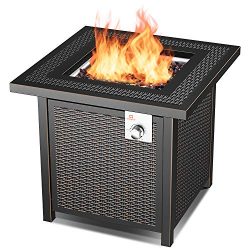 QOMOTOP Propane Gas Outdoor Fire Table, 28-inch, Heat Output 50,000 BTU Fire Pit, CSA Safety Cer ...