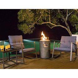 COSIEST 4-Piece Fire Pit Table Outdoor Rocking Chair Furniture Set, Patio Bistro Blue Cushions w ...