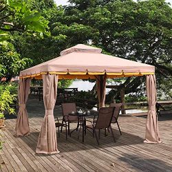 PURPLE LEAF 10′ × 13′ Outdoor Gazebo Garden Canopy Steel Frame Vented Soft Canopy, D ...