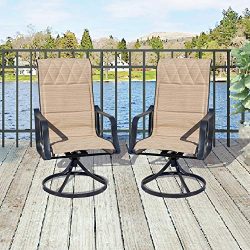 Top Space 2 Piece Patio Chairs Set 360 Degree Swivel Bar Stools Outdoor Furniture Sets with All  ...