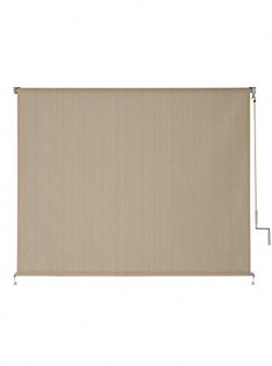 VICLLAX Outdoor Roller Shade, Patio Cordless  Blinds Roll Up Shade (8′ W X 6′ L), Wheat