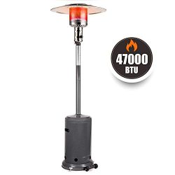 TACKLIFE Outdoor Propane Patio Heater with Wheel, 47000 BTU, Auto Shut Off Portable Heater with  ...