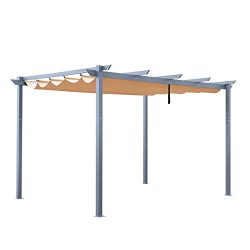 ALEKO PERGSAND10X13 Aluminum Outdoor Retractable Canopy Pergola – 13 x 10 Ft – Sand  ...