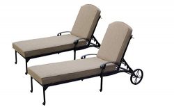 Darlee Cast Aluminum Elisabeth Chaise Lounge(Extra Long) with Cushions (Set of 2), Antique Bronze