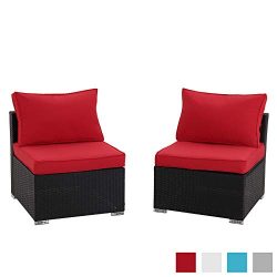 Tappio Outdoor Pe Wicker Black Rattan Patio Sofa Set, Rattan Conversation Furniture Sofa Set wit ...