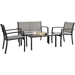 Devoko 4 Pieces Patio Furniture Set Outdoor Garden Patio Conversation Sets Poolside Lawn Chairs  ...