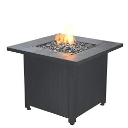 Endless Summer Liquefied Petroleum Outdoor Patio Fire Table with Glass, Black