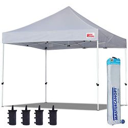 MASTERCANOPY Pop Up Canopy Tent Commercial Instant Canopies with Heavy Duty Roller Bag,Bonus 4 C ...