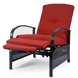 Kozyard Adjustable Patio Reclining Lounge Chair with Strong Extendable Metal Frame and Removable ...