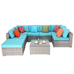 Do4U 8 Pieces Patio Furniture Set Outdoor Sectional Sofa Outdoor Furniture Set Patio Sofa Set Co ...