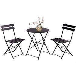 Grand patio Bistro Set 3 Piece Outdoor Weather-Resistant Furniture Sets Steel Folding Round Tabl ...