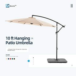 WUFF Bluu 10ft Patio Offset Umbrella Cantilever Umbrella Hanging Market Umbrella Outdoor Umbrell ...