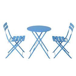 VINGLI Steel Patio Bistro Set, 3 Piece Folding Outdoor Patio Furniture Sets, Folding Patio Round ...