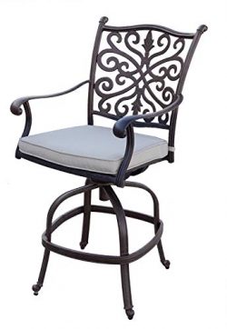 AC HOME & PATIO Cast Aluminum (Set of 6) Counter Height Swivel Bar Stools Cushions, Antique  ...