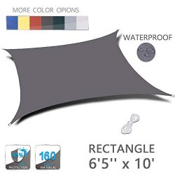 LOVE STORY 6’5” x 10′ Rectangle Dark Grey Waterproof Sun Shade Sail Perfect fo ...