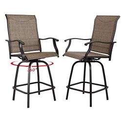 Top Space Patio Swivel Bar Stools Outdoor High bistro Stools Height Chairs 2 PCS All Weather Gar ...