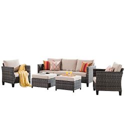 XIZZI Patio Furniture, Outdoor Garden Sofa sectional, Wicker Patio Furniture with Wather Resista ...