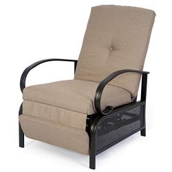 Kozyard Adjustable Patio Reclining Lounge Chair with Strong Extendable Metal Frame and Removable ...