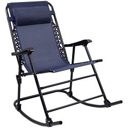 Furniwell Patio Rocking Zero Gravity Chair Outdoor Wide Recliner Portable Lounge Chair Folding w ...