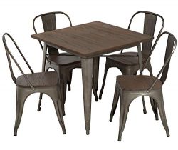 FDW 5-Piece Patio Table Set Outdoor Table and Chairs Set Metal Table Set Home Kitchen Dining Tab ...