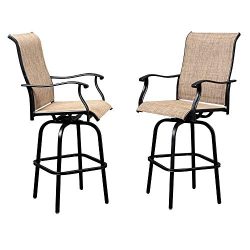 VINGLI 2PCS Outdoor Bar Stools Swivel Chairs Set, Upgraded Patio Bar Chairs, Swivel Patio Chairs ...