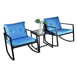 USSerenaY 3 Pieces Patio Rocking Wicker Bistro Set – Outdoor Patio Furniture Sets –  ...