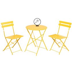 Grand patio Bistro Set 3 Piece Outdoor Weather-Resistant Furniture Sets Steel Folding Round Tabl ...