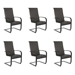 Ulax Furniture Patio Spring Motion Dining Chairs Outdoor Steel Wicker Chairs Set of 6