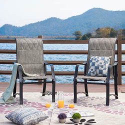 LOKATSE HOME Patio Outdoor Mesh Dining Chairs Set of 2, Grey