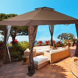 PHI VILLA 13’x13′ UV Block Sun Shade Canopy with Hardware Kits, Gazebo Shade for Pat ...