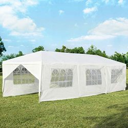 Tangkula 10′ x 30′ Outdoor Waterproof Gazebo Canopy w/ 6 Removable Sidewalls and 2 D ...