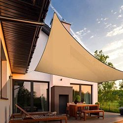 INFLATION 16′ x 20′ Sand Rectangle Sun Shade Sail Canopy Awning, 95% UV Block Water  ...