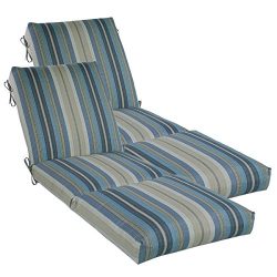 Comfort Classics Inc. Set of 2 Outdoor Channeled Chaise Cushion 23W x 72L x 4.5H Hinge at 26R ...