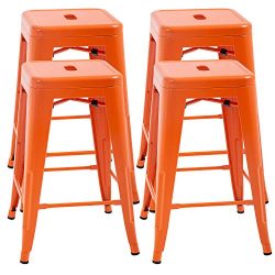 FDW Counter Height Bar Stools Set of 4 Metal Bar Stools Industrial Metal Stool Patio Furniture 2 ...