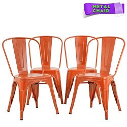 FDW Metal Dining Chairs Set of 4 Indoor Outdoor Chairs Patio Chairs 18 Inch Seat Height Metal Ch ...