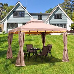 PURPLE LEAF 10′ × 12′ Outdoor Gazebo Garden Canopy Steel Frame Vented Soft Canopy, D ...