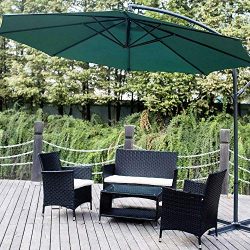 Romatpretty 4 Piece Outdoor Furniture Set, Wicker Patio Garden Pool Lawn Rattan Loveseat Sofa Cu ...