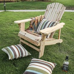 LOKATSE HOME Outdoor Wooden Adirondack Chairs Natural for Yard, Patio, Garden, Lawn